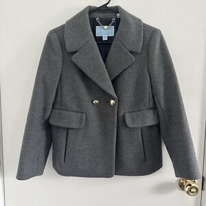 Draper James Wool Campbell‎ Pea Coat Women's Size 2 Gray Double Breasted Classic